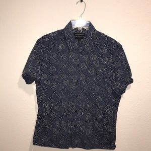 A blue tear drop designed button down shirt!!